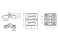 带尺寸的技术图：ELESA® CFA-TI-SH - 铰链 带沉头螺丝和外壳所需的通孔