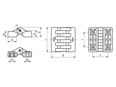 Technical drawing with dimensions of ELESA® CFA-B-SH - Hinges with brass boss nickel plated and pass-through holes for countersunk head screws