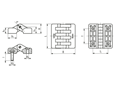 带尺寸的技术图：ELESA® CFA-p-SH - 铰链 带镀镍钢螺纹销和沉头螺丝所需的通孔