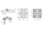 带尺寸的技术图：ELESA® CFA-p-SH - 铰链 带镀镍钢螺纹销和沉头螺丝所需的通孔