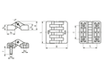 带尺寸的技术图：ELESA® CFA-p-CH - 铰链 带镀镍钢螺纹芯杆和圆柱头螺丝所需的通孔