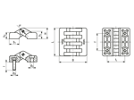 带尺寸的技术图：ELESA® CFA-p-CH - 铰链 带镀镍钢螺纹芯杆和圆柱头螺丝所需的通孔