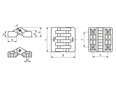 Technical drawing with dimensions of ELESA® CFAX-CH - Hinges with pass-through holes for cylindrical head screws