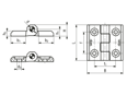 Technical drawing with dimensions of ELESA® CFM-CH - Hinges with pass-through holes for cylindrical head screws