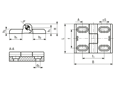 带尺寸的技术图：ELESA® CFM-SL-CH - 铰链 带圆柱头螺丝所需的长孔