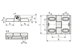 带尺寸的技术图：ELESA® CFM-SL-CH - 铰链 带圆柱头螺丝所需的长孔