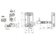 带尺寸的技术图：ELESA® CFSW-FC-B - 含内置安全开关的铰链 0,2 米连接电缆，后方 8 导线输出端