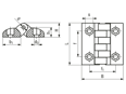 Technical drawing with dimensions of ELESA® CFTX-EH - Hinges with pass-through holes for cylindrical head screws