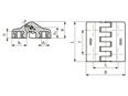 Technical drawing with dimensions of ELESA® CFA-F-B - Hinges with detent position at 90° with brass boss nickel plated and tapped blind holes