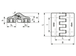 Technical drawing with dimensions of ELESA® CFA-F-B - Hinges with detent position at 90° with brass boss nickel plated and tapped blind holes