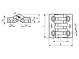 Technical drawing with dimensions of ELESA® CFA-SL-V - Hinges with pass-through slotted holes for vertical adjustments