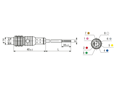 带尺寸的技术图：ELESA® FC-M12x1 - 带 M12x1 插头的加长件 用于 CFSW