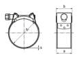带尺寸的技术图：MIKALOR SUPRA - 喉箍 用于高压