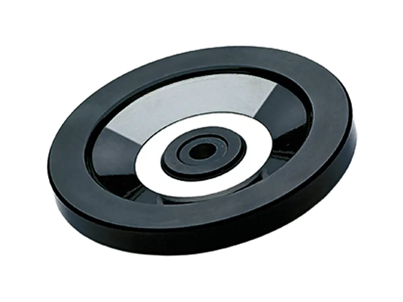 Product image of ELESA® VDN.FP-A - Solid handwheels black-oxide steel hub, ring matte anodized aluminum through hole H7