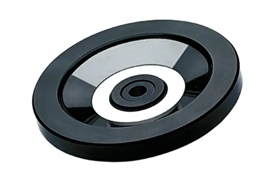 BN 14036 | Solid handwheels black-oxide steel hub, ring matte anodized aluminum through hole H7