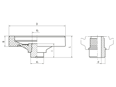 Technical drawing with dimensions of ELESA® VDN.FP-A - Solid handwheels black-oxide steel hub, ring matte anodized aluminum through hole H7