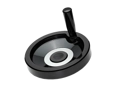 Product image of ELESA® VDN.FP+I - Solid handwheels with revolving handle, black-oxide steel hub, ring matte anodized aluminum without hole