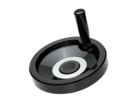 Product image of ELESA® VDN.FP+I - Solid handwheels with revolving handle, black-oxide steel hub, ring matte anodized aluminum without hole