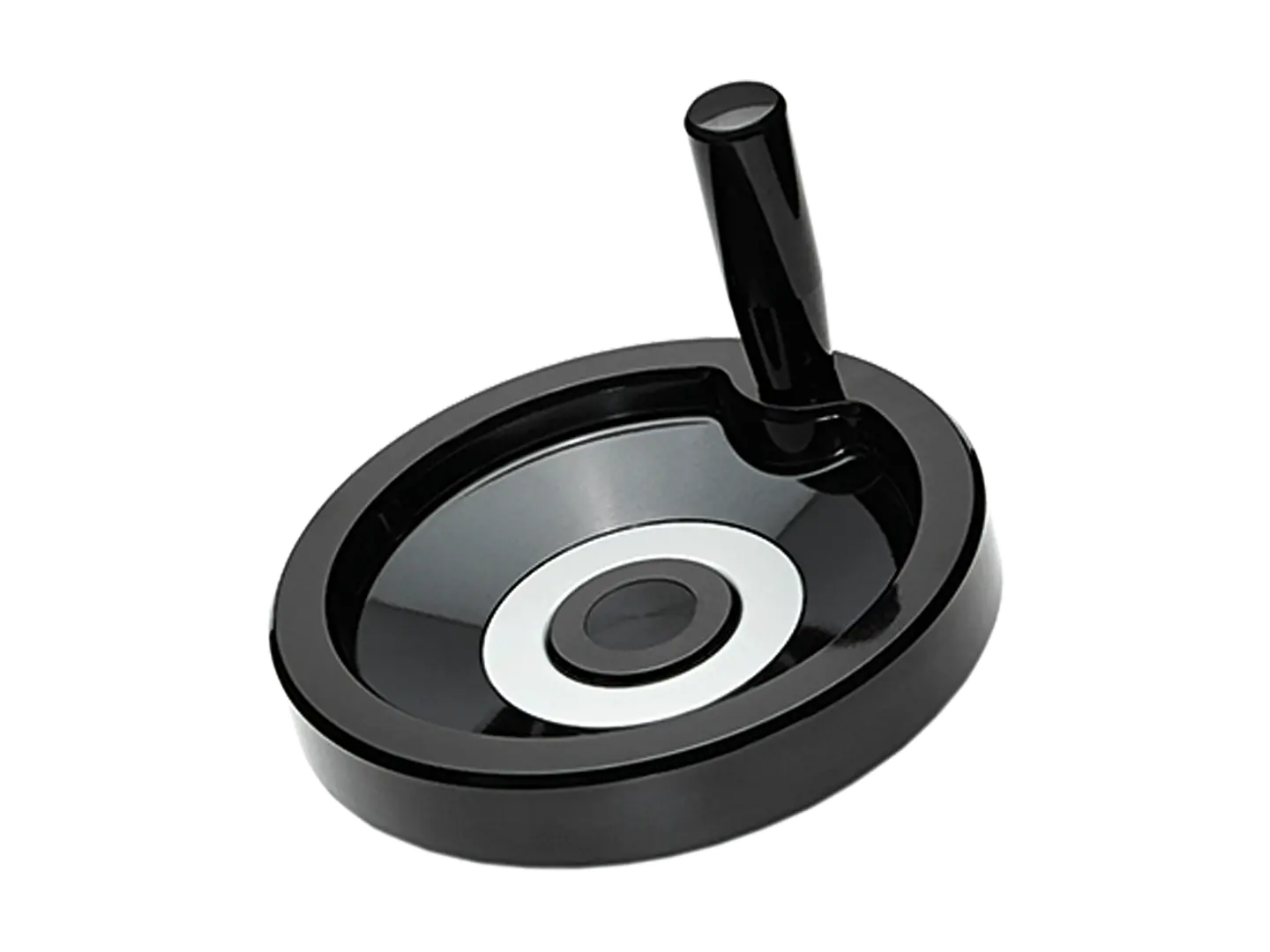 BN 14037 | Solid handwheels with revolving handle, black-oxide steel hub, ring matte anodized aluminum without hole