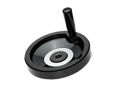 Product image of ELESA® VDN.FP+I-A - Solid handwheels with revolving handle, black-oxide steel hub, ring matte anodized aluminum through hole H7