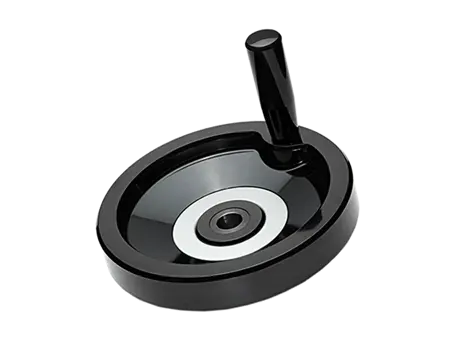 Product image of ELESA® VDN.FP+I-A - Solid handwheels with revolving handle, black-oxide steel hub, ring matte anodized aluminum through hole H7