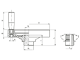 Technical drawing with dimensions of ELESA® VDN.FP+I-A - Solid handwheels with revolving handle, black-oxide steel hub, ring matte anodized aluminum through hole H7