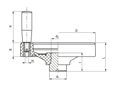 带尺寸的技术图：ELESA® VD.FP+I-SST - 实心手轮 带旋转手柄,亚光磨砂阳极氧化的铝环,未钻孔的不锈钢轮毂. 无孔