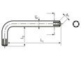 Technical drawing with dimensions of Hexalobular (6 Lobe) socket keys