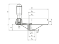 Technical drawing with dimensions of ELESA® VRTP+I - Spoked handwheels with revolving handle