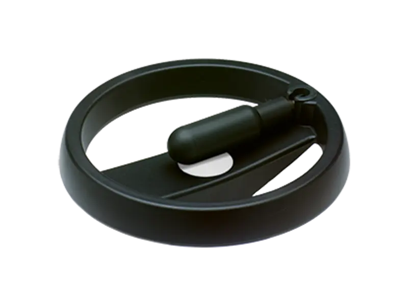 产品图片：ELESA® VRTP+IR - 二轮辐手轮 带折叠手柄,氧化发黑的钢质轮毂