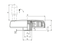 Technical drawing with dimensions of ELESA® VDS+IR - Solid handwheels with fold-away handle and black-oxide steel boss