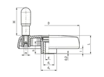 Technical drawing with dimensions of ELESA® VDS+I - Solid handwheels with revolving handle and black-oxide steel boss