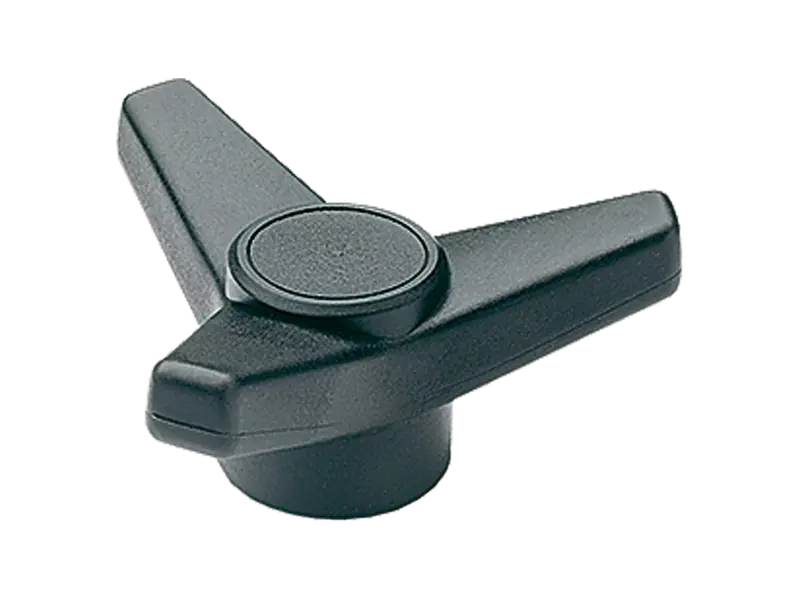Product image of ELESA® VB.639 - Three-arm knobs with metal boss black-oxide steel boss, plain blind hole