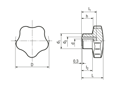Technical drawing with dimensions of ELESA® VC.192 - Lobe knobs with metal boss black-oxide steel boss, plain blind hole