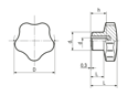 Technical drawing with dimensions of ELESA® VC.192-SST - Lobe knobs with stainless steel boss and tapped blind hole