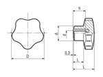 Technical drawing with dimensions of ELESA® VC.192-SST - Lobe knobs with stainless steel boss and tapped blind hole