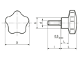 带尺寸的技术图：ELESA® VC.192-SST-p - 凸轮式旋钮 带不锈钢螺柱