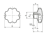 带尺寸的技术图：ELESA® VH.153