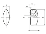 带尺寸的技术图：ELESA® CT.476 - 蝶形螺母 带螺纹盲孔的黄铜嵌件