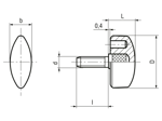 带尺寸的技术图：ELESA® CT.476 p - 蝶形螺钉 带钢质镀锌螺柱