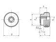 Technical drawing with dimensions of ELESA® B.193 FP - Knurled grip knobs with brass boss and tapped through-hole