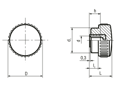 Technical drawing with dimensions of ELESA® B.193 - Knurled grip knobs with brass boss and tapped blind hole