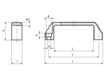 Technical drawing with dimensions of ELESA® M.443-CH - Handles for fastening with socket screws