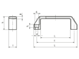 带尺寸的技术图：ELESA® M.443-CH - 桥式手柄 适用于内六角圆柱头螺钉固定