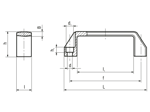 带尺寸的技术图：ELESA® M.443-CH - 桥式手柄 适用于内六角圆柱头螺钉固定