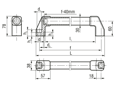 Technical drawing with dimensions of ELESA® M.1043-EP - Tubular handles for fastening with socket screws