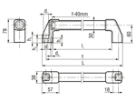 Technical drawing with dimensions of ELESA® M.1043-EP - Tubular handles for fastening with socket screws