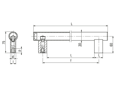 带尺寸的技术图：ELESA® M.1066 BM-EP - 管状手柄 带钢质轮毂和螺纹盲孔