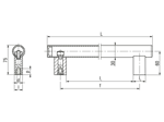 带尺寸的技术图：ELESA® M.1066 BM-EP - 管状手柄 带钢质轮毂和螺纹盲孔