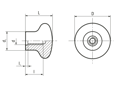 Technical drawing with dimensions of ELESA® P.131 - Handles with tapped blind hole